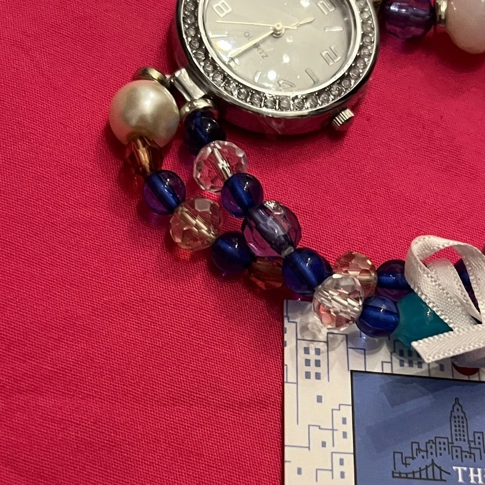 Women's Beaded Watch - Blue and Silver with Rhinestones - NWT